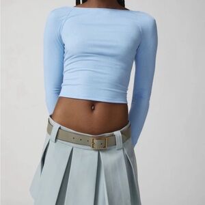 Urban Outfitters Blue Fitted Crop Long Sleeve Top